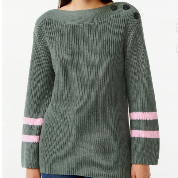 Trendy 80's Style Button Shoulder Sweater Size M - Picture 1 of 9